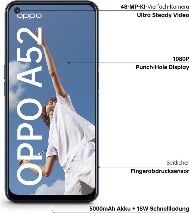 Produktbild OPPO A52 (64 GB, Schwarz, 6.50", Dual SIM, 4G)