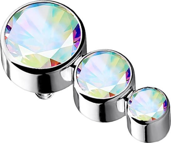Produktbild Star Piercing Dermal Anchor silber mit drei Kristallen multicolor (ohne Messing, Titan)