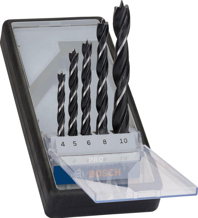 Produktbild Bosch Professional Zubehör PRO Wood Holzspiralbohrer-Set. 5-tlg. (10 mm, 4 mm, 5 mm, 6 mm, 8 mm)