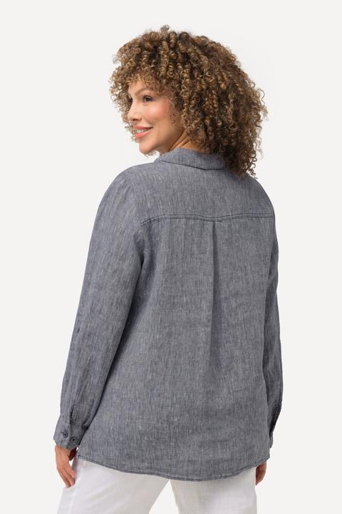 Produktbild Ulla Popken Bluse, Leinen, offener Kragen, Langarm (56)