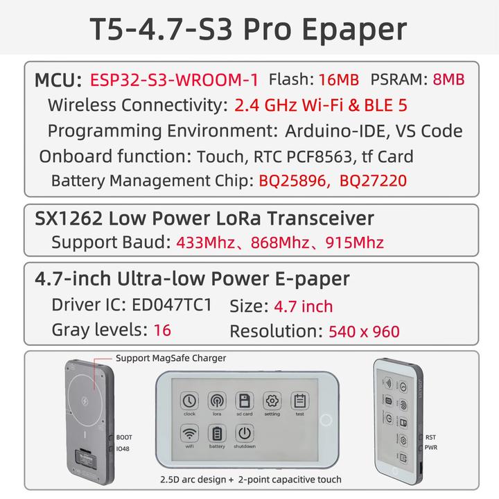 Actual product image Lilygo T5 S3 E-Paper 3.5 Zoll Pro mit Lora 868Mhz und GPS
