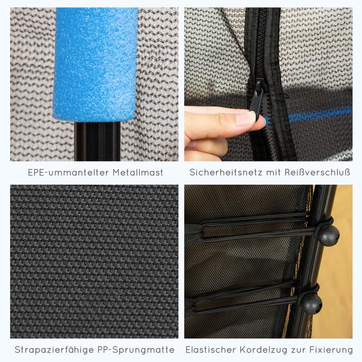 Produktbild Homcom Kindertrampolin Stahl, Kunststoff Blau (163.50 cm)