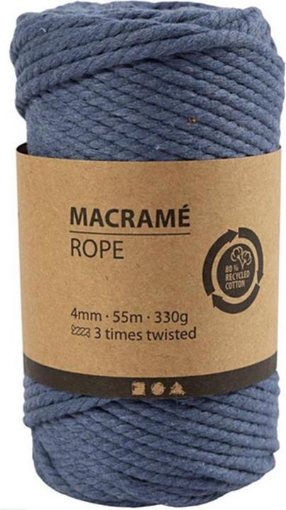 Image du produit Creativ Company Fil de coton Macramé Cordon bleu (55 m)
