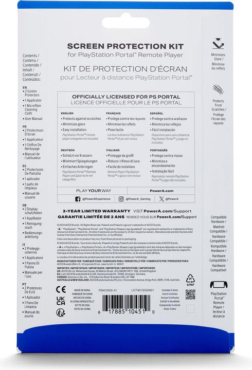 Valori nutrizionali e ingredienti PowerA PS5 Portal Screen Protector POWER A licenza ufficiale (PS5)