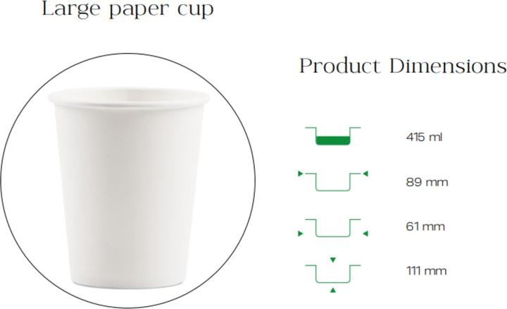 Actual product image TeCup Pappbecher, Trinkbecher, Heissgetränk, Kaffeebecher 14 oz (415 ml) (200 x)