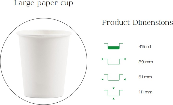 Produktbild TeCup Pappbecher, Trinkbecher, Heissgetränk, Kaffeebecher 14 oz (415 ml) (200 x)