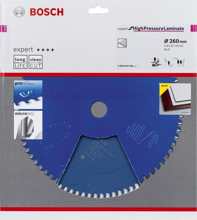 Actual product image Bosch Professional Zubehör Circular saw blade Expert for High Pressure Laminate, 260 x 30 x 2.8 mm, 80