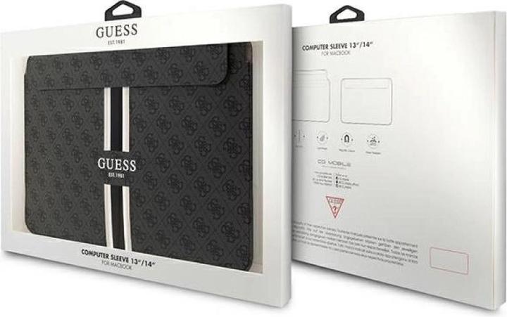 Actual product image Guess PU 4G Printed Stripes Computer Sleeve 13/14 - black (14", Apple)