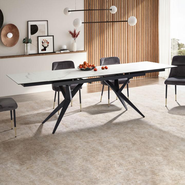 Actual product image FineBuy Esstisch Esszimmertisch 180 - 260 cm Keramiktisch Ausziehbar Keramik