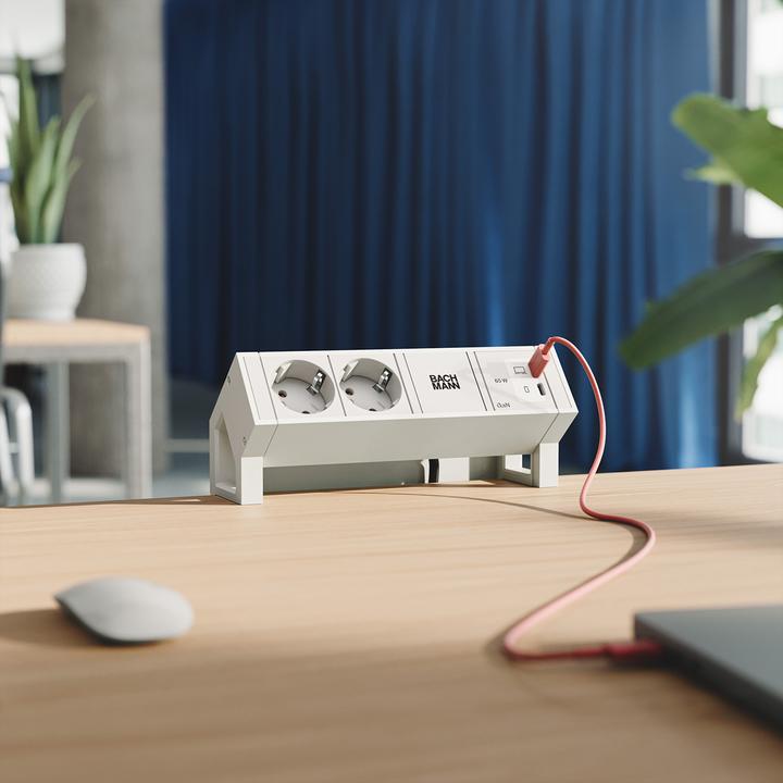 Produktbild Bachmann DESK2 PURE WHITE 2xCEE7/3 (2x, CEE 7/3)