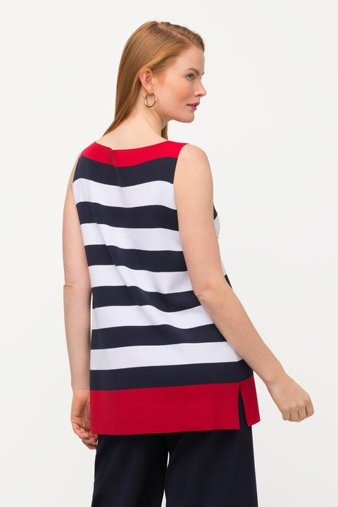 Produktbild Ulla Popken Stricktop, Streifen, Rippstrick, V-Ausschnitt, ärmellos (50, 52)