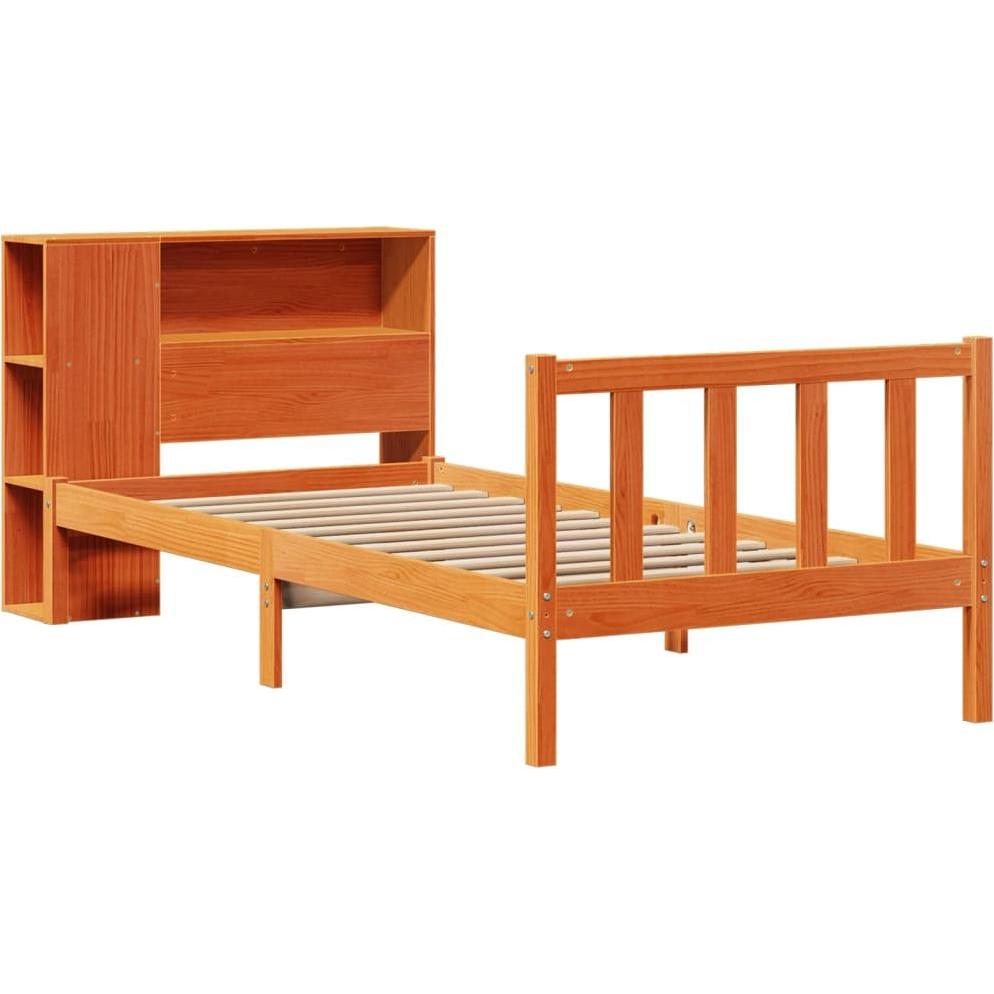 Thumbnail - VidaXL, Bett, Massivholzbett Holzbett Bett Einzelbett Bettgestell Wachsbraun 100x200cm (100 x 200 cm)