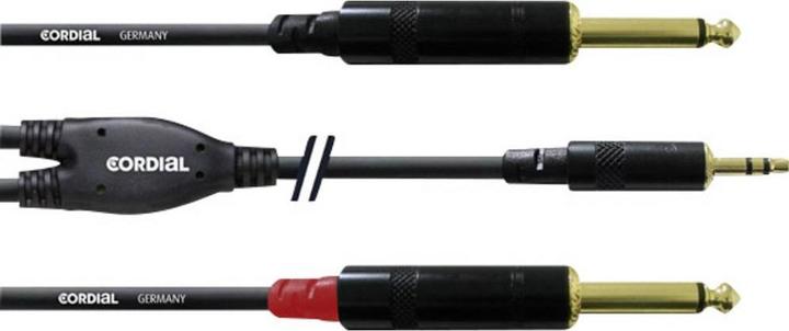 Image du produit Cordial Prise jack 3,5 mm à 2x prise jack 6,35 mm (0.90 m, Jack 3,5 mm (AUX), jack 6.3mm)