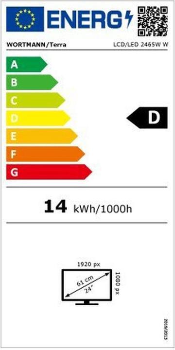 Energie-Label Wortmann TERRA LCD/LED 2465W PV white USB-C/DP/HDMI GREENLI (1920 x 1080 Pixel, 23.80")