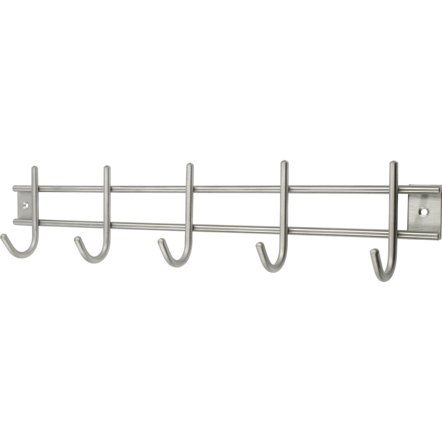 Siro, Garderobe + Kleiderhaken, Garderobenleiste Satis mit 5 Haken, Breite 380 mm, Edelstahl gebürstet