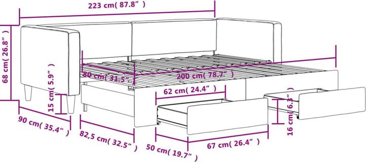 Image du produit vidaXL ausziehbares Tagesbett (80 x 200 cm)
