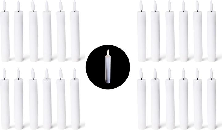 Produktbild Novaliv 24er Set Stabkerze LED - Stabkerze aus Echtwachs bewegliche Flamme Timer - 12,5cm Höhe für 2,2cm (24 x)