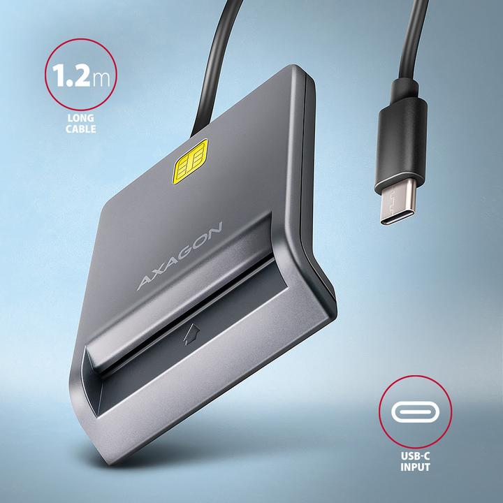 Actual product image Axagon CRE-SM3TC USB-C Smart card FlatReader (USB 2.0)