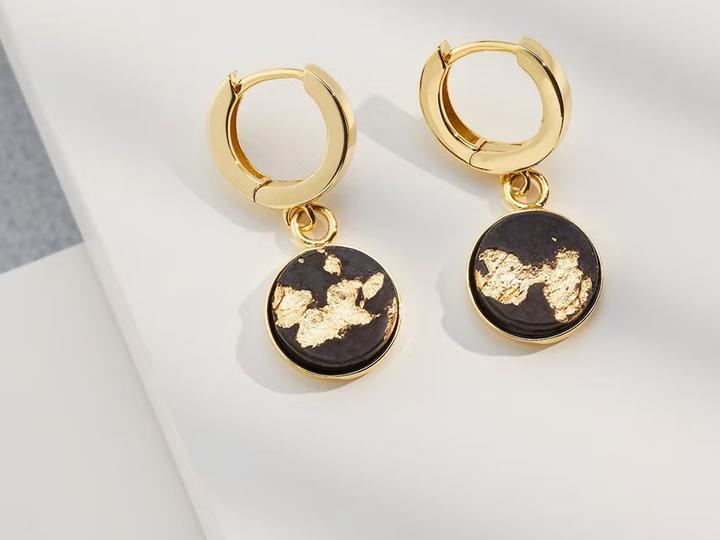Produktbild C. Jungle Ohrringe Creolen Ava3 Handgemacht Sterling Silber mit 14 Karat Gold plattiert Ultra hochfe (Silber, Ultrahochfester-Beton, 14 Karat Gold plattiert)