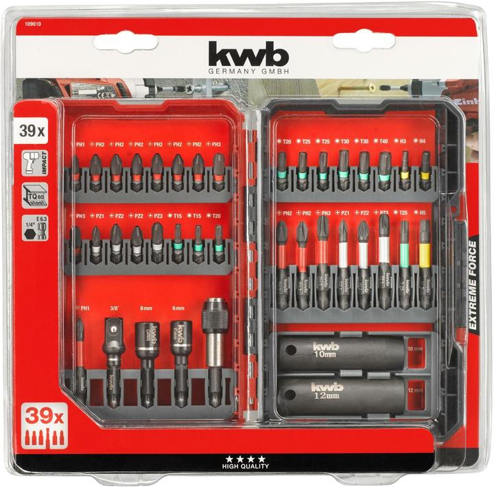 Produktbild kwb Bitbox Impact 39tlg L-Box (Innensechskant, Kreuz Pozidriv PZ)