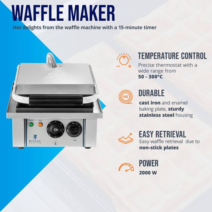 Actual product image Royal Catering Waffle maker - 2,000 watts - Rectangular
