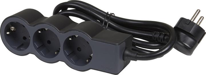 Actual product image Legrand Flat socket strip 3x socket, 3 metre cable Black 694560 (3 x, CEE 32/5, 3 m)