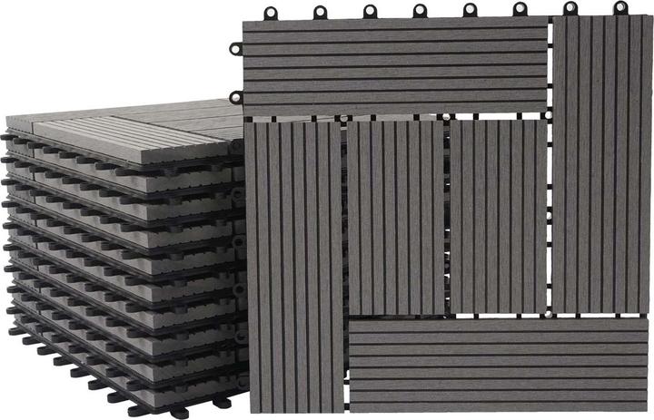 Immagine prodotto Swisshandel24 Piastrella per pavimento in WPC Rhone, effetto legno per balconi/terrazzi, 11x ogni 30x30cm = 1mq (11 x, 30 x 30 cm)