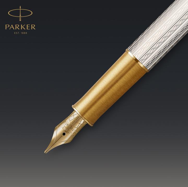 Produktbild Parker Füller Sonnet Premium Silver Mistral G.C. 18K sw F (Gold, Silber, 1x)