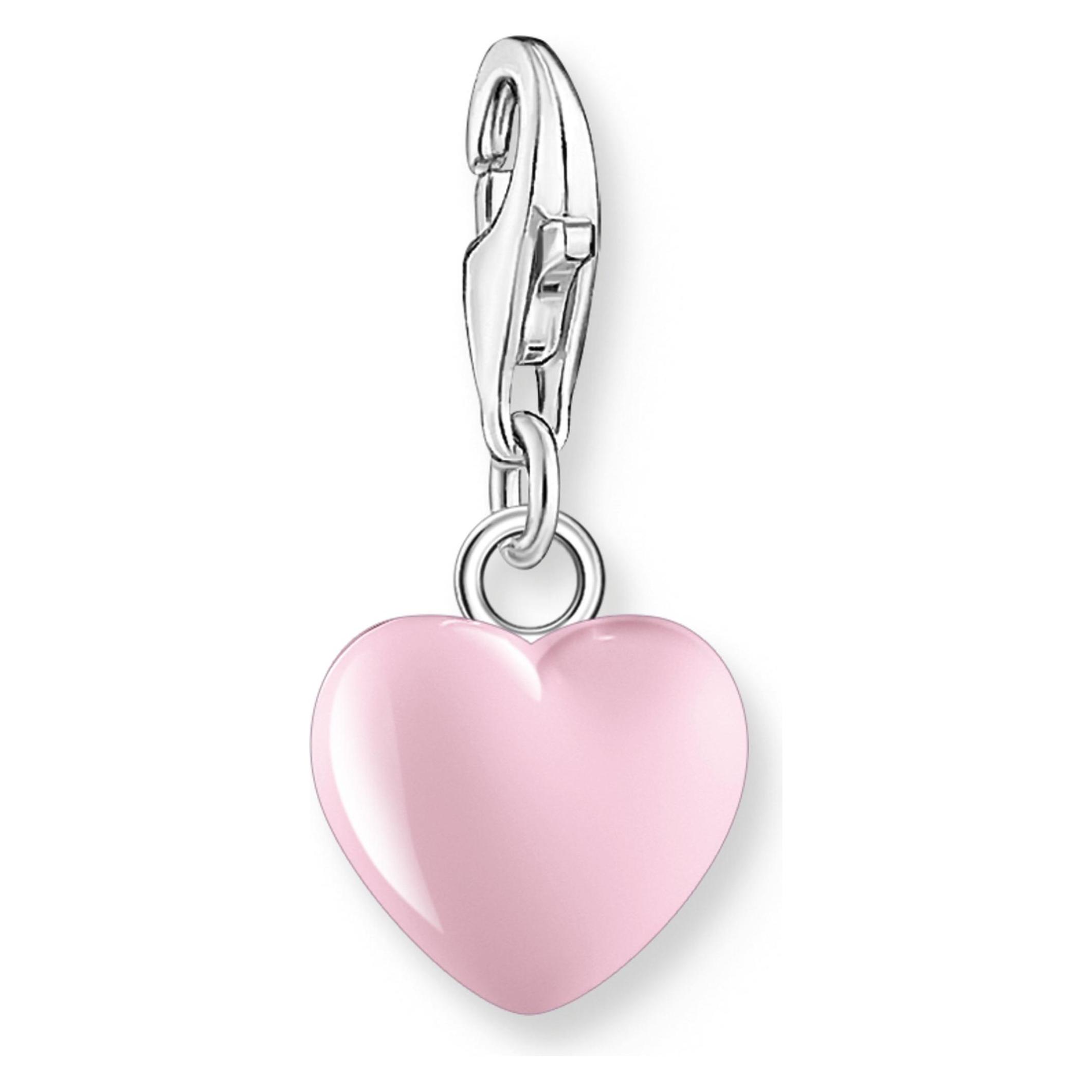 Thomas Sabo, Kettenanhänger, Charm-Anhänger Pinkes Herz Silber, (925er Silber, Emaille)