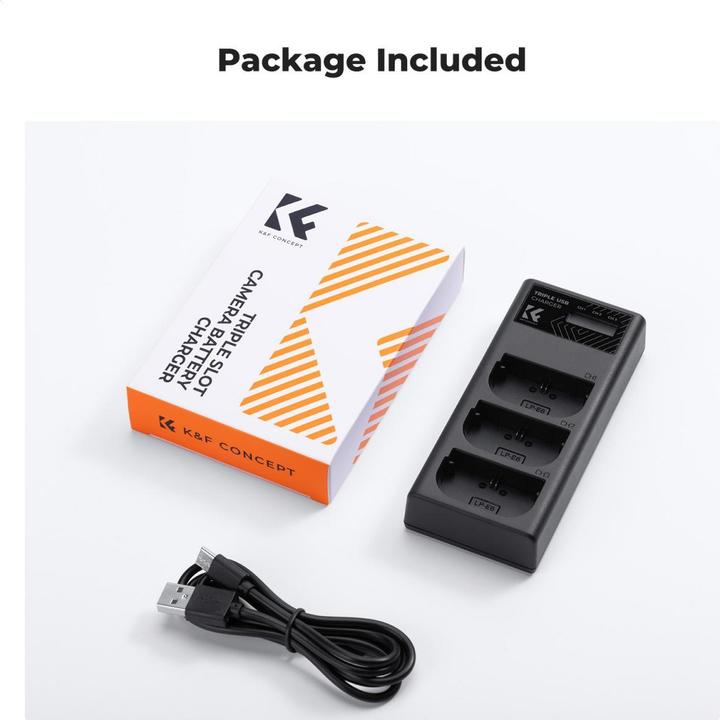 Actual product image K&F Concept LP-E6NH Digital Camera Three Channel Type-C Charger with LCD Digital Display Screen (Camera battery charger)