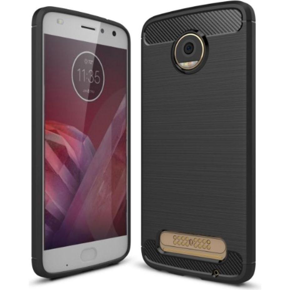 Screenguard Motorola Moto Z2 Play Hülle Carbon Brushed Soft TPU (Motorola Moto Z2 Play), Smartphone Hülle, Schwarz