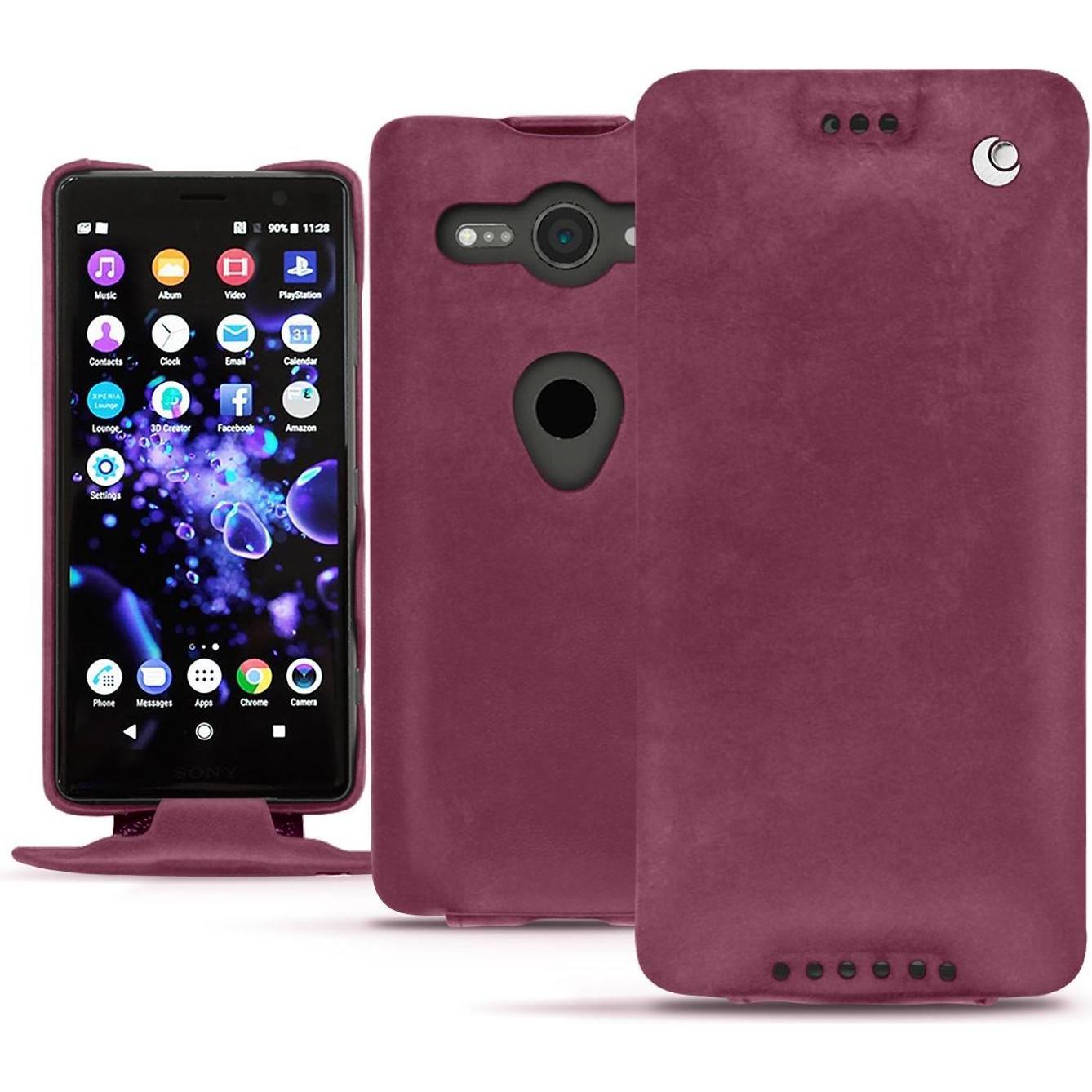 Noreve Lederschutzhülle vertikal (Sony Xperia XZ2 Compact), Smartphone Hülle, Violett
