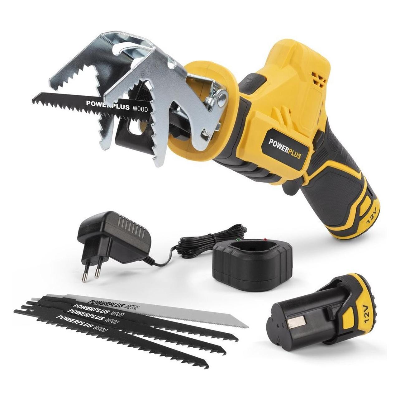 Powerplus, Sabelzaag, Recipo Saw POWX0398 - 12V - Mit 2 Batterien 12 V Und Ladegerät, 5 Acc.(Powx0398)