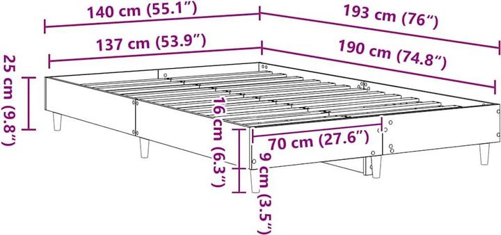 Produktbild vidaXL Plattformbett (137 x 190 cm)
