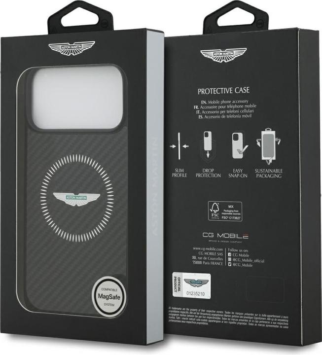 Actual product image Aston Martin Case HC Kevlar Counter Design MagSafe for iPhone 17 Pro Max black (Apple iPhone 17 Pro Max)