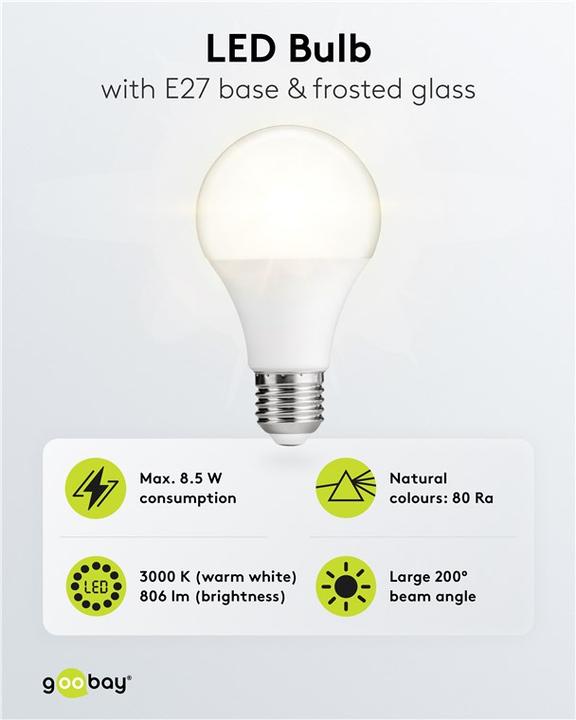 Produktbild Goobay LED-Birne, 8,5 W (E27, 806 lm, 1x)