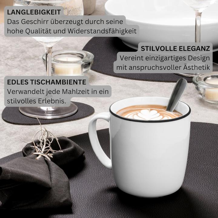 Immagine prodotto Sänger Geschirr Set di tazze da caffè Marlo Black Rim (350 ml, 6 x)