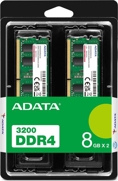 Produktbild Adata SO-DDR4 16GB 3200-22 K2 Premier Dual Tray (2 x 8GB, 3200 MHz, DDR4-RAM, SO-DIMM)