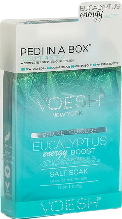 Produktbild Voesh Pedi In A Box Deluxe 4 Step Ecualyptus Energy Boost (Fusscrème & Fussgel, Fussmaske, Fussbad)