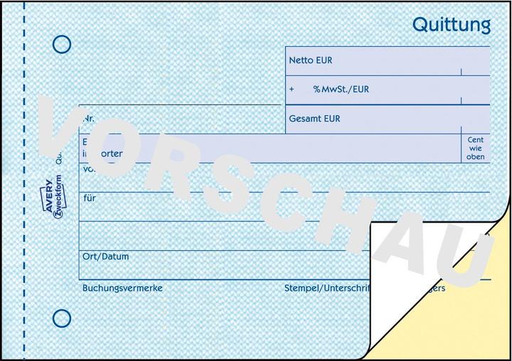 Actual product image Avery Form book "Receipt with VAT", 4+1 (40 x)