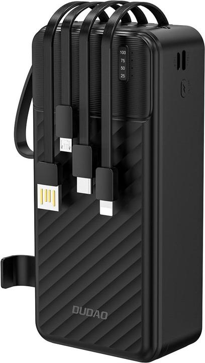 Dudao K11 Max 30000mAh Powerbank mit integrierten Kabeln - Schwarz (30000 mAh, 10 W)