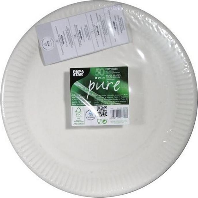 Produktbild Papstar Papp-Teller "pure" rund, 290 mm, weiá, 50er (50 x)