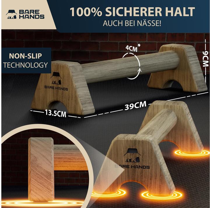 Immagine prodotto Bare Hands Impugnature per push-up in legno per il calisthenics