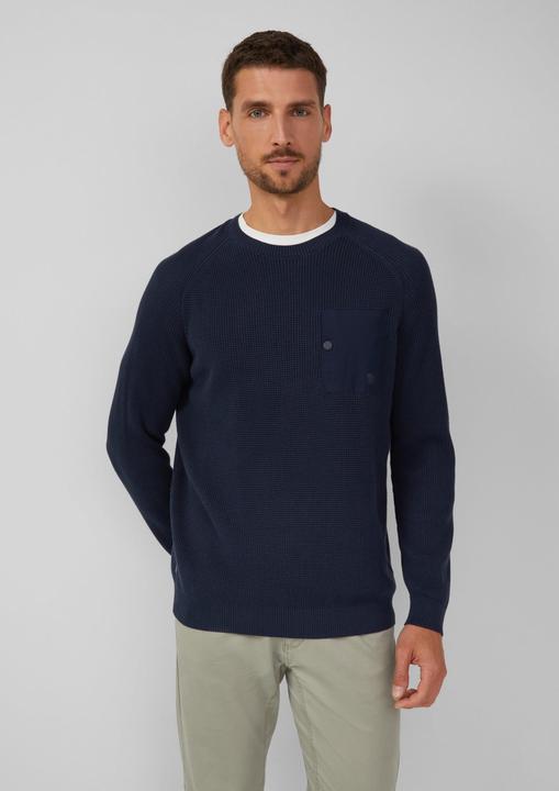 Produktbild s.Oliver Strickpullover Strickpullover mit Brusttasche und Druckknopf (XL)