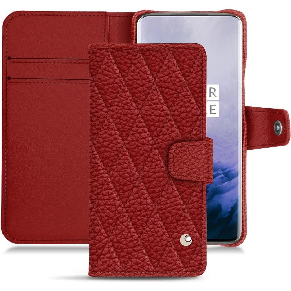 Noreve Lederschutzhülle Wallet (OnePlus 7 Pro), Smartphone Hülle, Rot