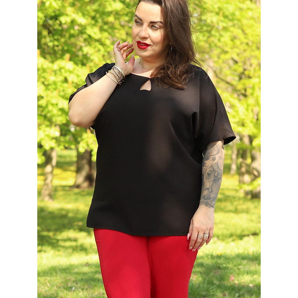 Karko, Damen, Bluse, Plus-Size Bluse, Schwarz, (38, 39, 40)