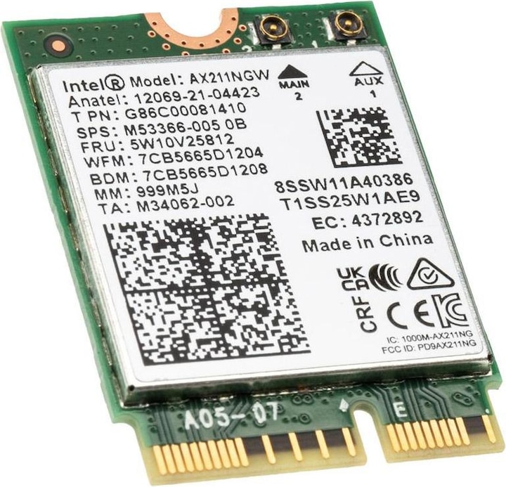Productafbeelding Intel NIC WI-FI 6E AX211 2230 2x2 AX R2 6GHz+ BT No vPro - WLAN (M.2 Een sleutel)