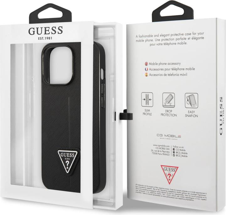 Image du produit Guess case for iPhone 13 Pro / 13 6.1" GUHCP13LPSATLK black hard case Saffiano Triangle Logo (Apple iPhone 13, Apple iPhone 13 Pro)