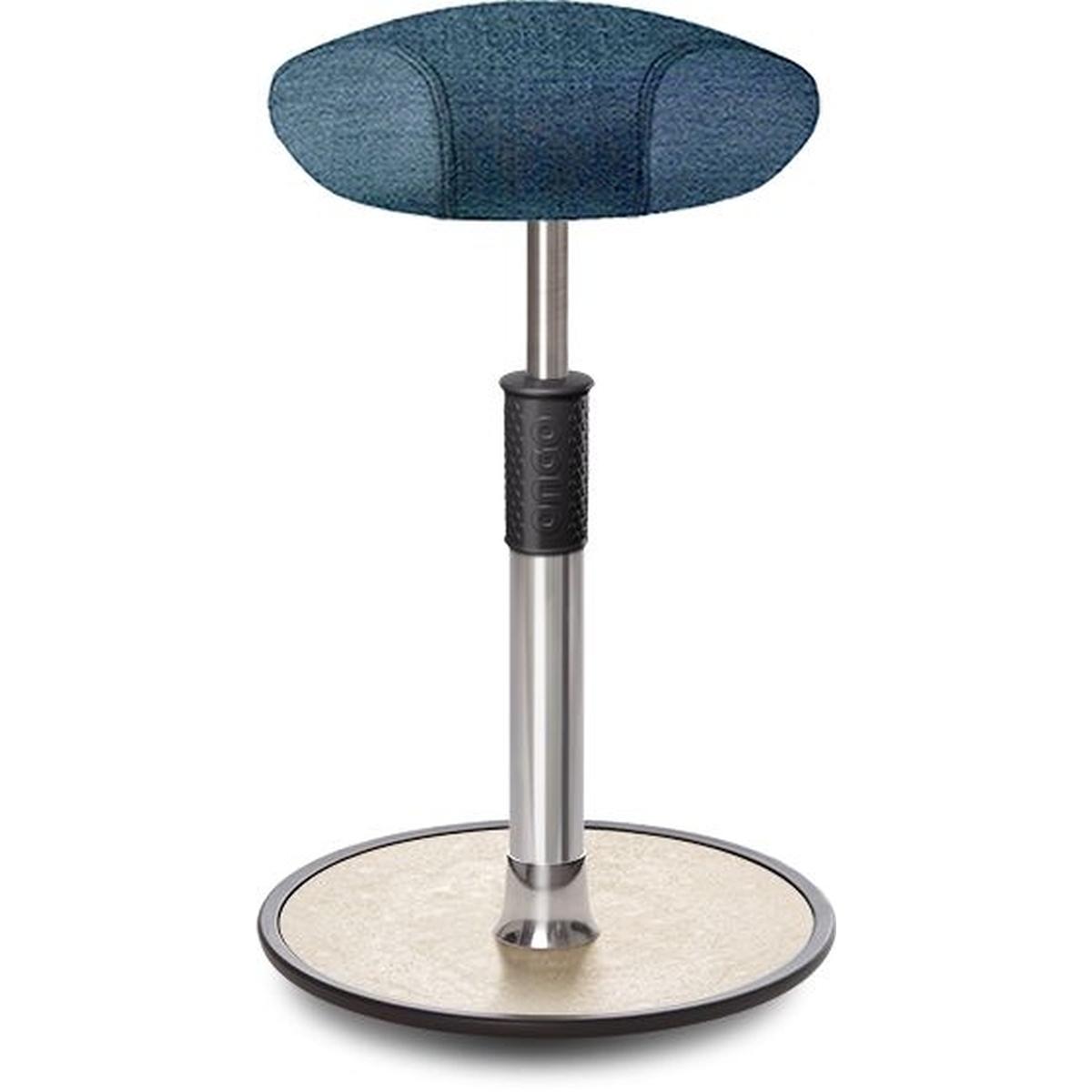 Ongo, Bürostuhl, Sitz- Stehhocker Free Tall Triangel Camira Rivet Ozeanblau Chrom /cremeweiss