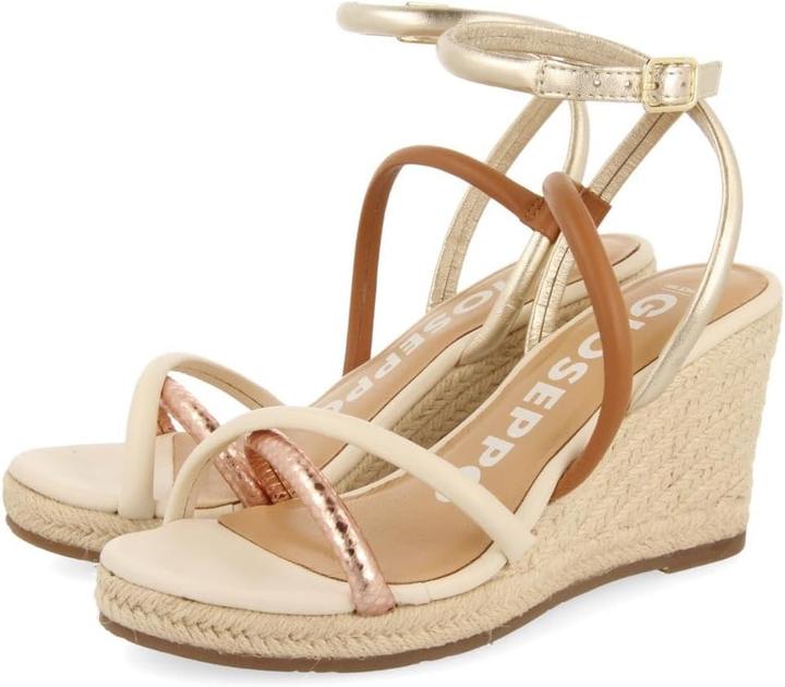 Actual product image Gioseppo Rometta Adjustable Ankle Strap Wedge Espadrilles (40)